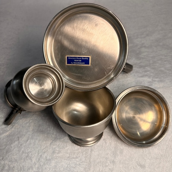 Colonial Pewter Broadman Lighthouse Coffee Tea Pot LongSpout Sugar & Creamer 130 - Picture 13 of 16